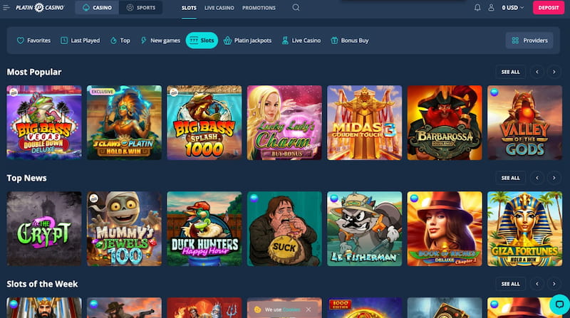 platin online casino section