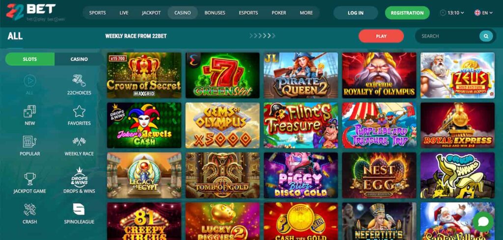 22Bet-online-casino-section