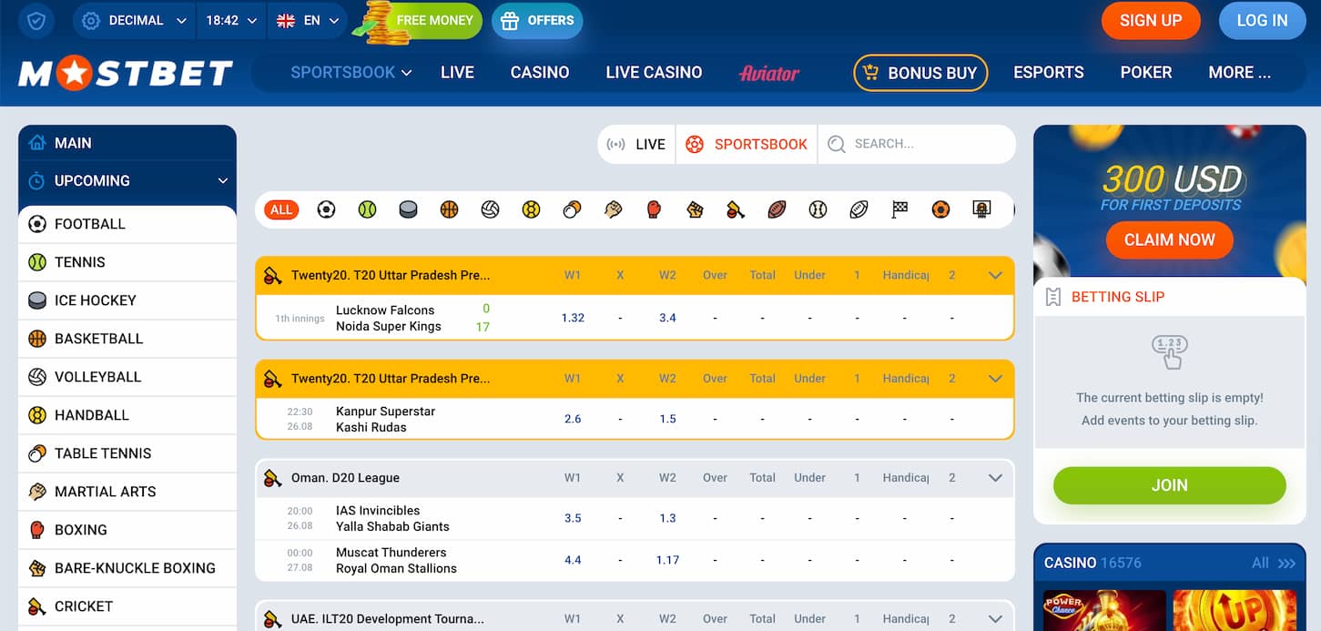 mostbet-sports-betting-section
