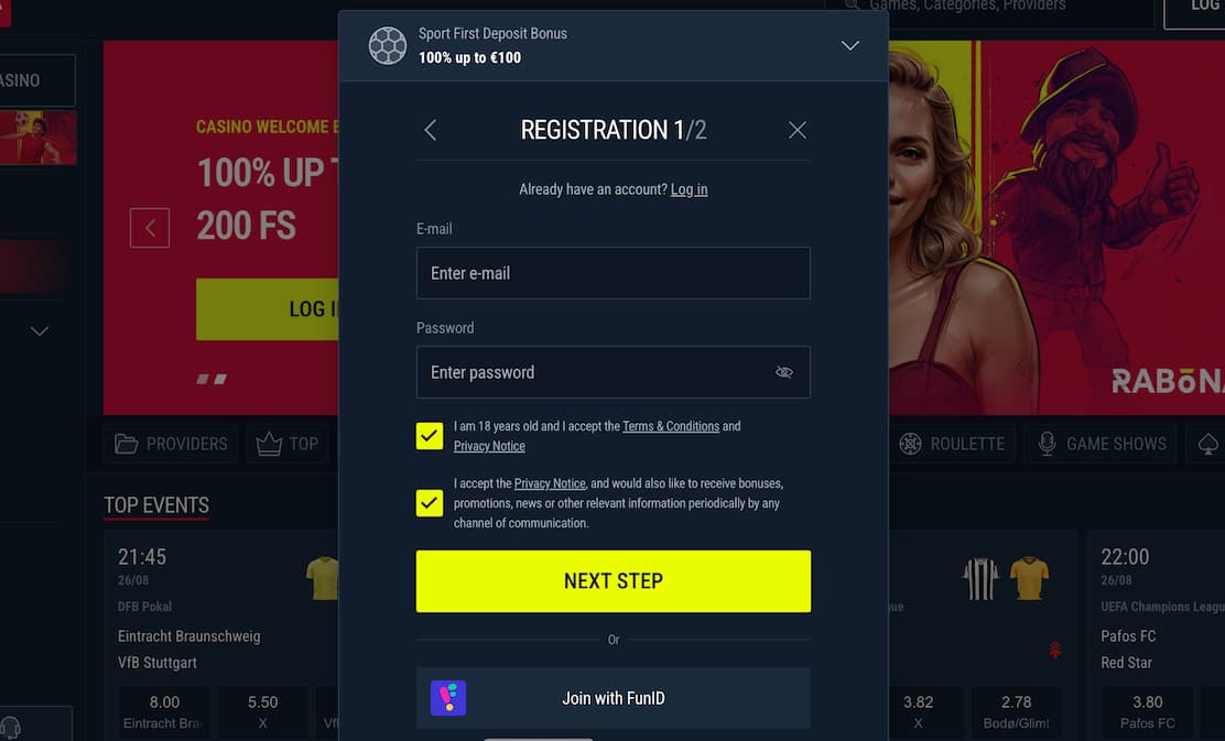rabona-registration-page